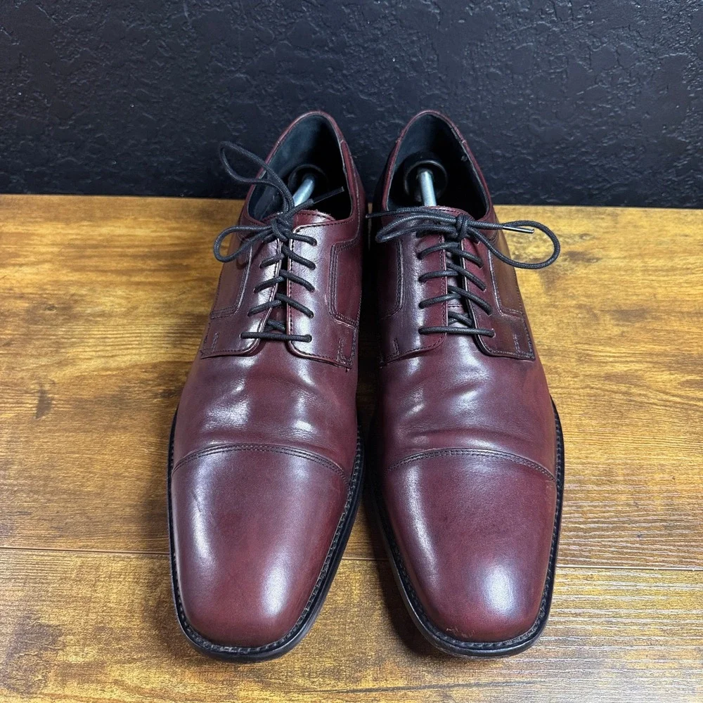 J. Murphy Johnston & Murphy 59-11703 Burgundy Leather Cap Toe Oxford Mens 13M